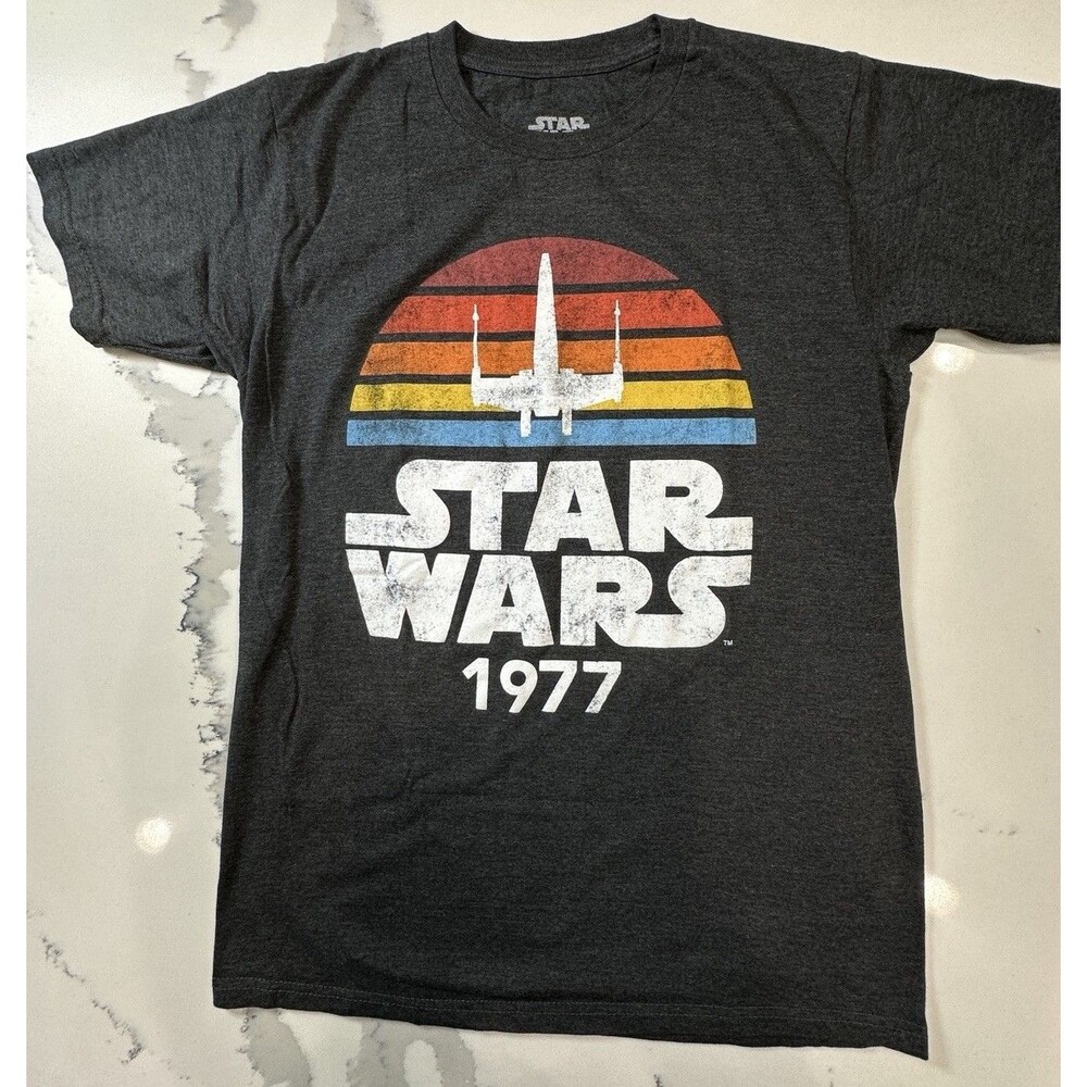 STAR WARS 1977 Logo Rainbow X-Wing Men's Adult T-Shirt Medium 0353